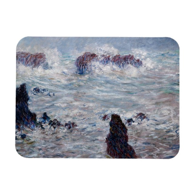Claude Monet - Storm utanför Belle-Ile Kusten Magnet (Horisontell)