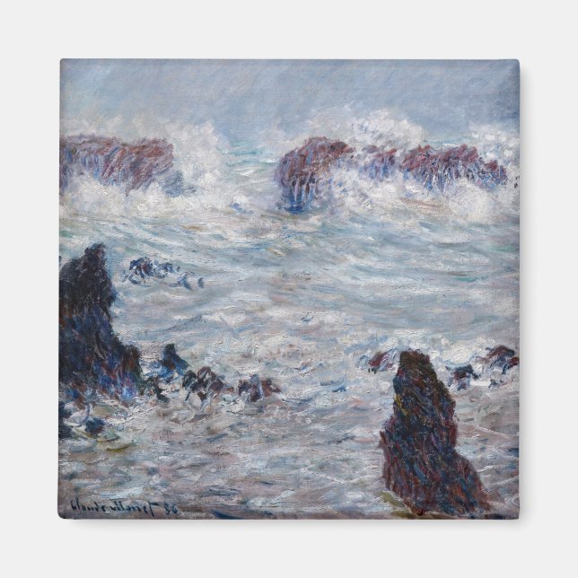 Claude Monet - Storm utanför Belle-Ile Kusten Magnet (Framsidan)