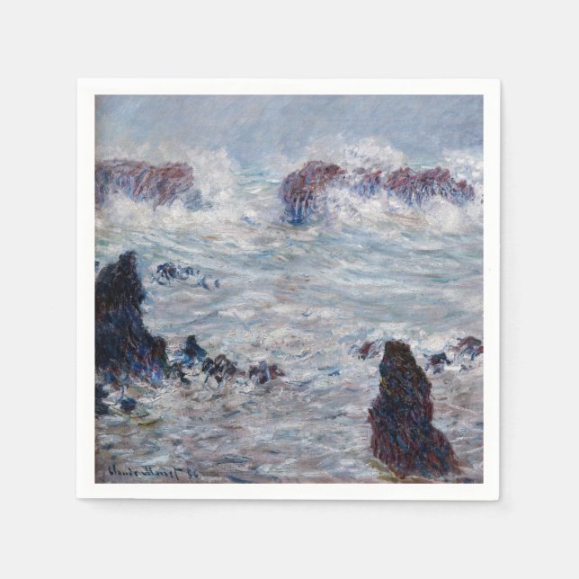 Claude Monet - Storm utanför Belle-Ile Kusten Pappersservett (Framsidan)