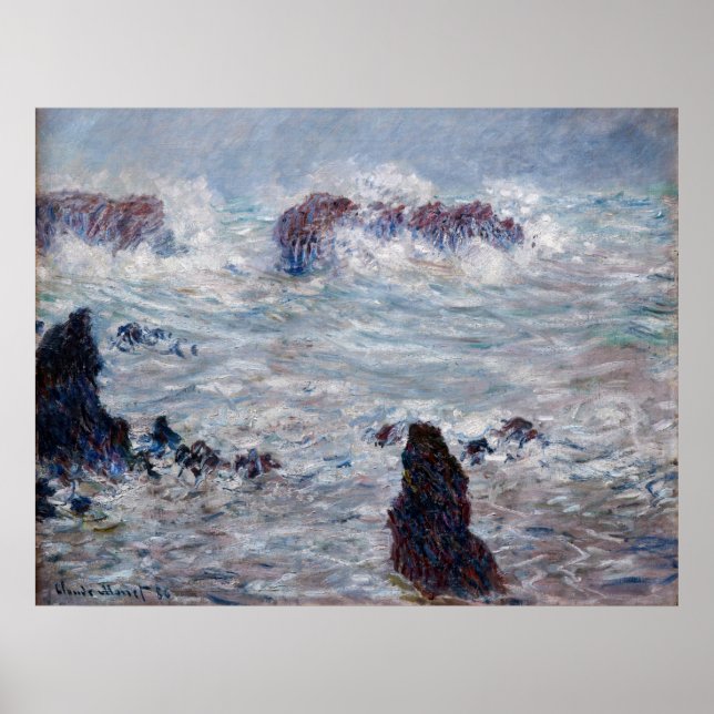 Claude Monet - Storm utanför Belle-Ile Kusten Poster (Framsidan)