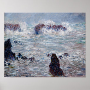 Claude Monet - Storm utanför Belle-Ile Kusten Poster