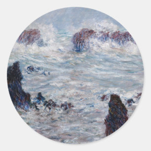 Claude Monet - Storm utanför Belle-Ile Kusten Runt Klistermärke