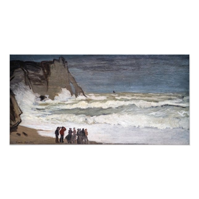 Claude Monet - Stormigt hav vid Etretat Fototryck (Framsidan)