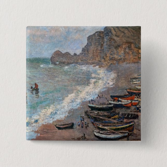 Claude Monet - Stranden vid Etretat Knapp (Framsida)