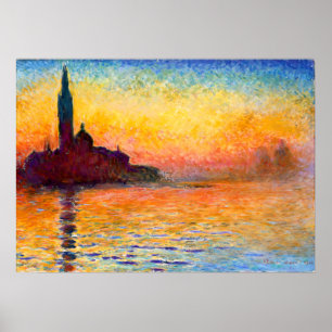 Claude Monet - Sunset i Venedig Poster
