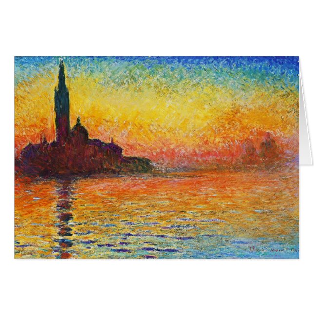 Claude Monet Sunset in Venedig Impressionist Art Hälsningskort (Framsidan Horizontal)