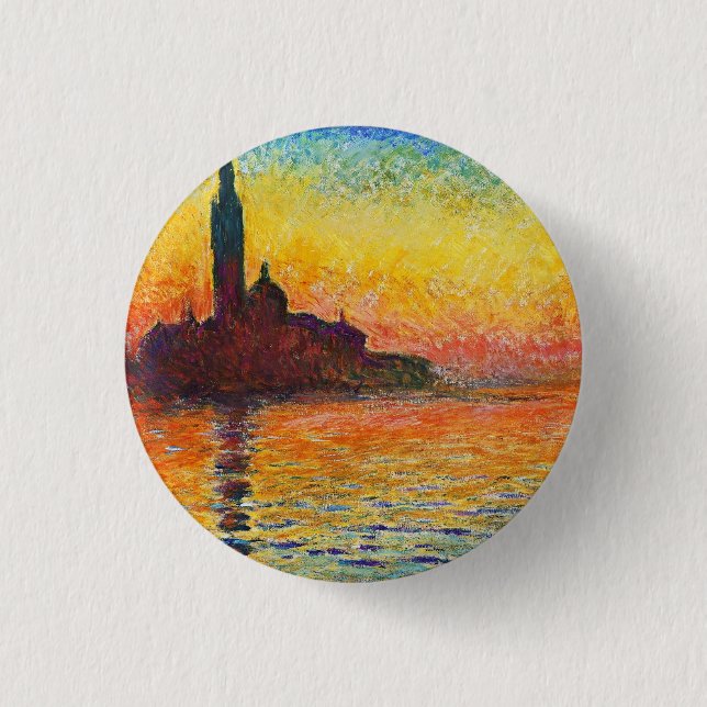 Claude Monet Sunset in Venedig Impressionist Art Knapp (Framsida)