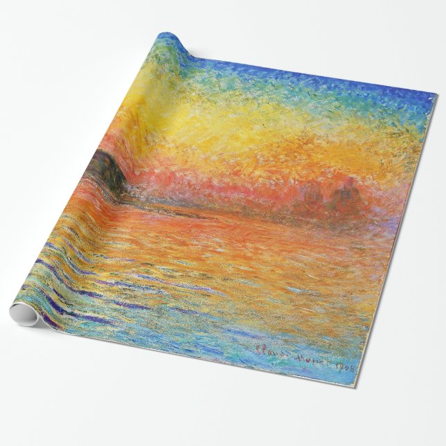 Claude Monet Sunset in Venedig Impressionist Art Presentpapper (Utrullad)