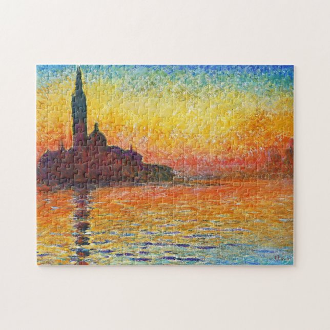 Claude Monet Sunset in Venedig Impressionist Art Pussel (Horisontell)