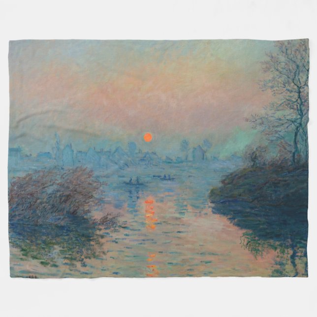 Claude Monet - Sunset on Seine at Lavacourt Fleecefilt (Framsidan (Horisontell))