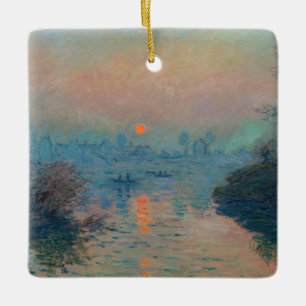Claude Monet - Sunset on Seine at Lavacourt Julgransprydnad Keramik