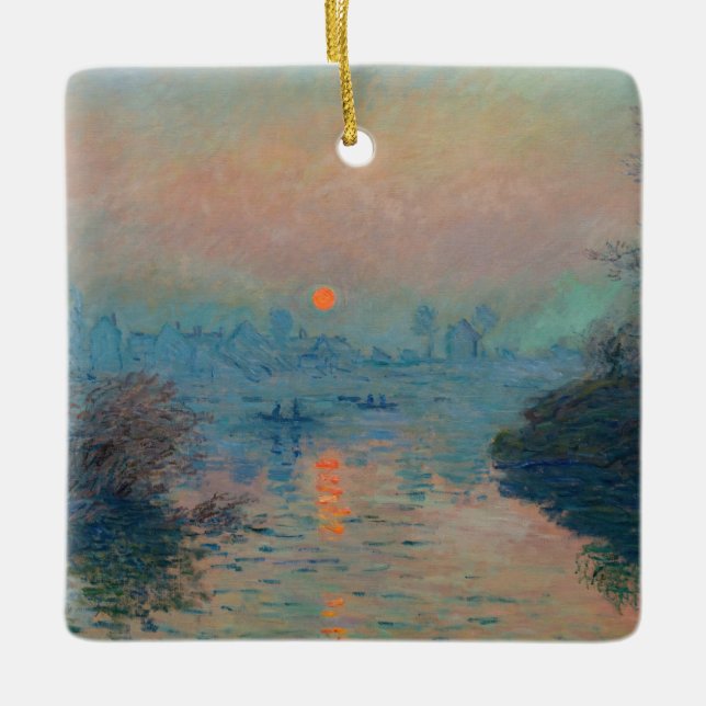 Claude Monet - Sunset on Seine at Lavacourt Julgransprydnad Keramik (Framsida)
