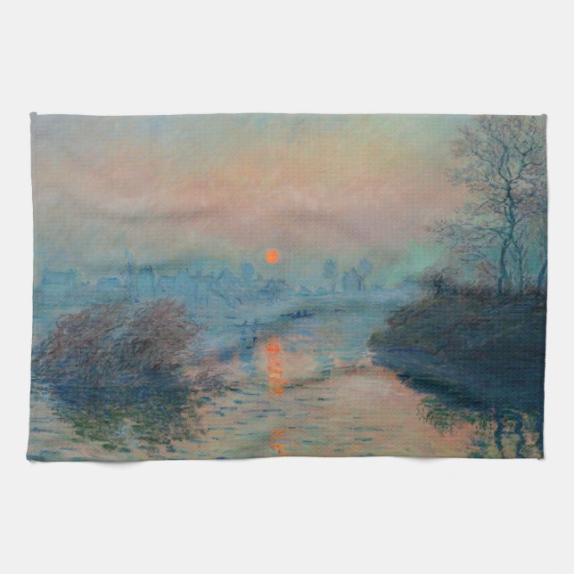 Claude Monet - Sunset on Seine at Lavacourt Kökshandduk (Horisontell)