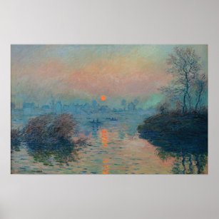 Claude Monet - Sunset on Seine at Lavacourt Poster