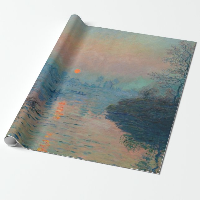 Claude Monet - Sunset on Seine at Lavacourt Presentpapper (Utrullad)