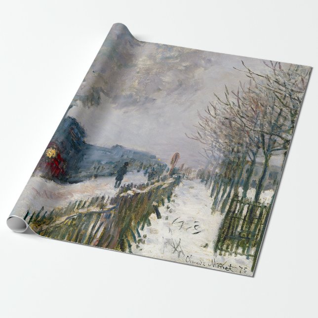 Claude Monet - Tåg i Snö/lokomotivet Presentpapper (Utrullad)
