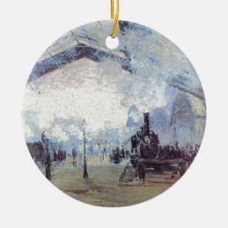 Claude Monet - tågkonstverk - ångamotor Julgransprydnad Keramik