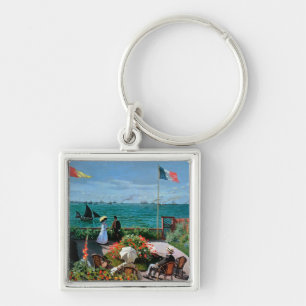 Claude Monet terrassen på Sainte-Adresse, 1867 Fyrkantig Silverfärgad Nyckelring