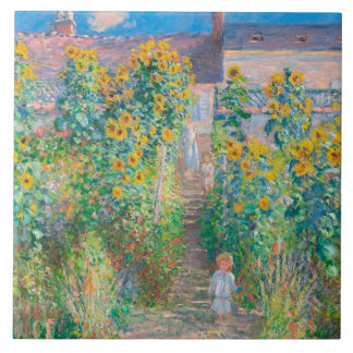 Claude Monet, The Artists Garden at Vétheui 1881 Kakelplatta