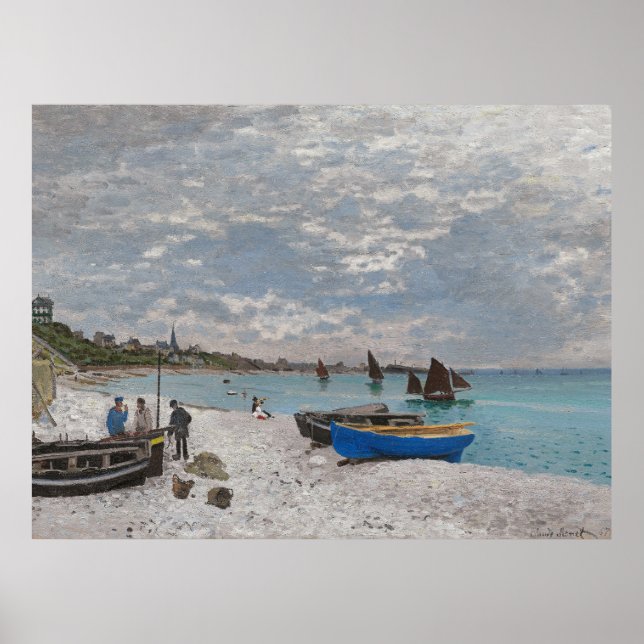 Claude Monet The Beach at Sainte-Address 1867 Poster (Framsidan)