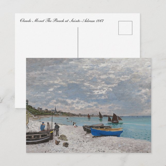 Claude Monet The Beach at Sainte-Address 1867 Vykort (Fram/baksida)