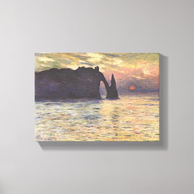 Claude Monet – The Cliff Étretat – Sunset – 1883 Canvastryck (Framsida)