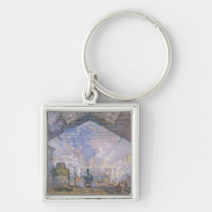 Claude Monet  The Gare St. Lazare, 1877 Fyrkantig Silverfärgad Nyckelring