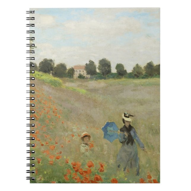 Claude Monet The Poppy Field near Argenteuil Art Anteckningsbok (Framsidan)