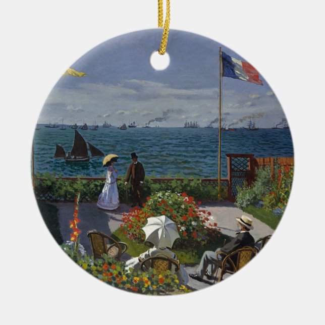 Claude Monet - trädgården på Sainte Adresse konst Julgransprydnad Keramik (Framsidan)