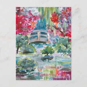 Claude Monet trädgårdsdamm bro målning Pussel Pu Vykort