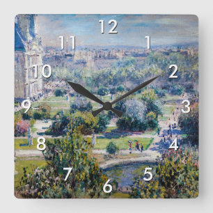 Claude Monet - Tuileries Gardens Fyrkantig Klocka