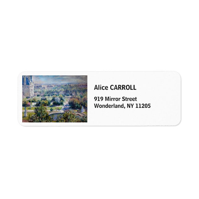 Claude Monet - Tuileries Gardens Returadress Etikett (Framsidan)