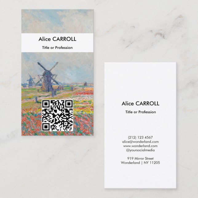 Claude Monet - Tulpofält, Haag - QR-kod Visitkort (Fram/baksida)