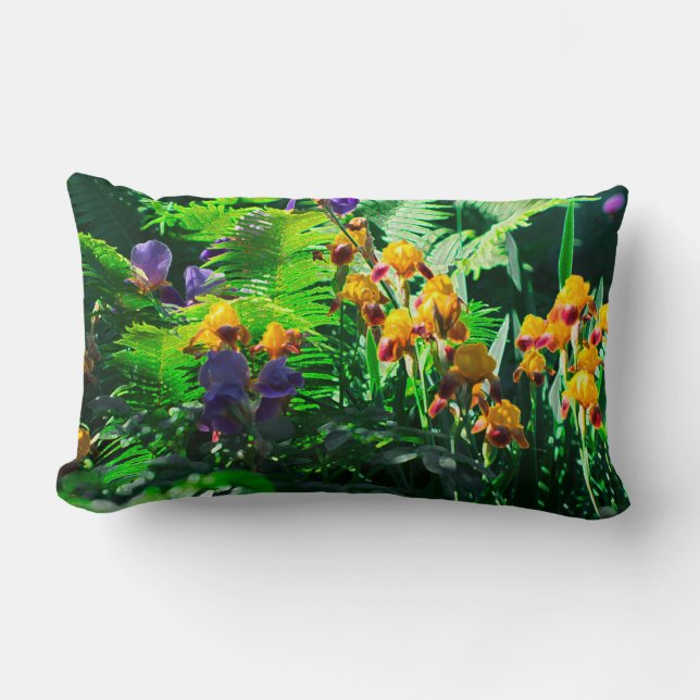 Claude Monet Typ Stiliskt Trädgård Iris Lumbarkudde (Framsida)