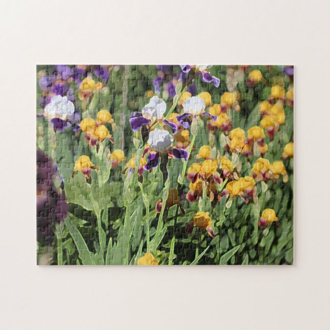 Claude Monet Type Stylized Garden Iris Pussel (Horisontell)