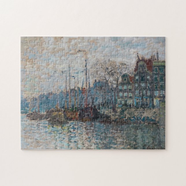 Claude Monet - Utsikt över Amsterdam Pussel (Horisontell)