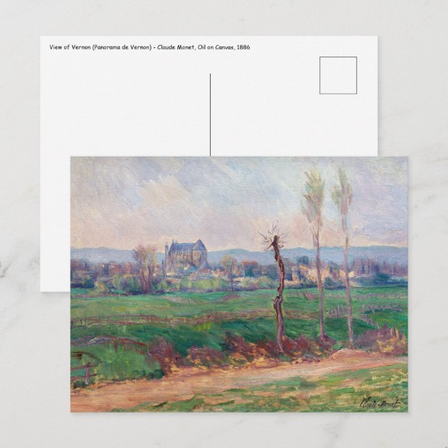 Claude Monet - Utsikt över Vernon Vykort (Fram/baksida)