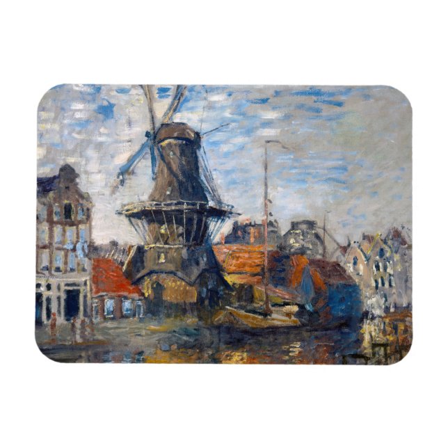Claude Monet - Väderkvarn, Amsterdam  Magnet (Horisontell)