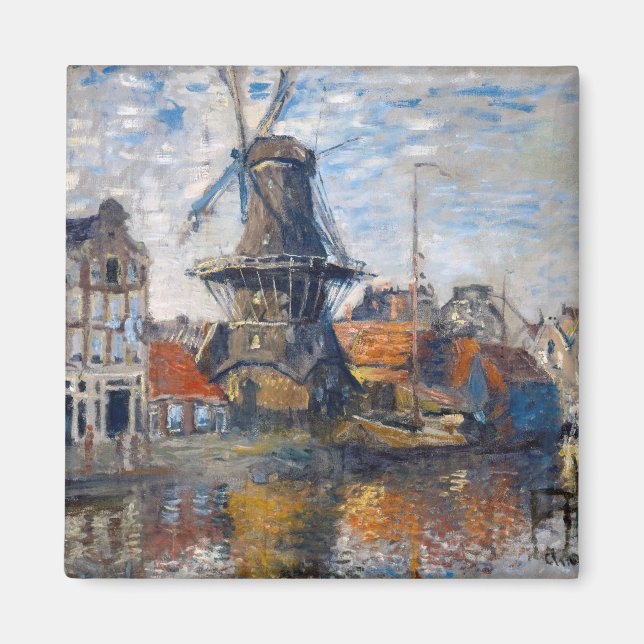 Claude Monet - Väderkvarn, Amsterdam  Magnet (Framsidan)