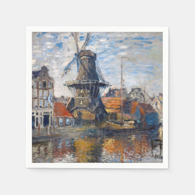 Claude Monet - Väderkvarn, Amsterdam  Pappersservett (Framsidan)