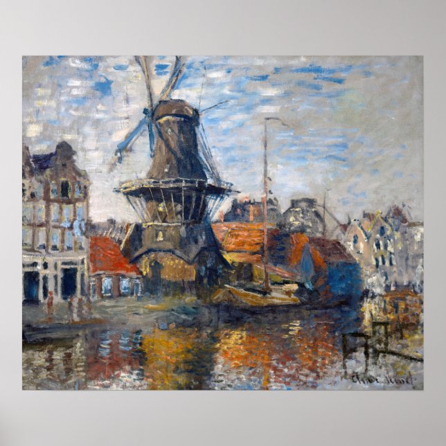 Claude Monet - Väderkvarn, Amsterdam  Poster (Framsidan)