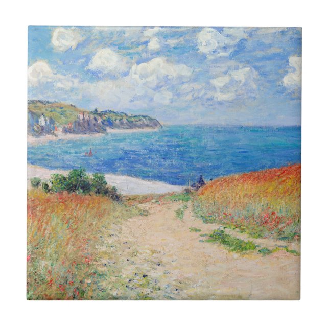 Claude Monet - Väg i Wheat Fält i Pourville Kakelplatta (Framsidan)