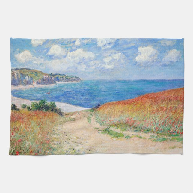 Claude Monet - Väg i Wheat Fält i Pourville Kökshandduk (Horisontell)