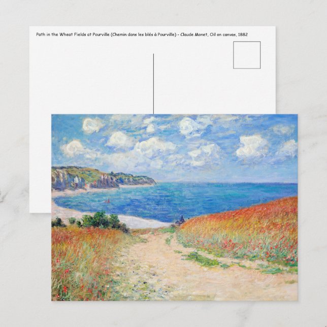 Claude Monet - Väg i Wheat Fält i Pourville Vykort (Fram/baksida)