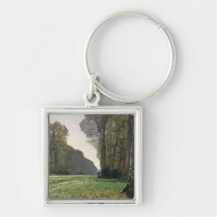 Claude Monet väg till Bas-Breau, Fontainebleau Fyrkantig Silverfärgad Nyckelring