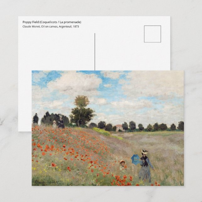 Claude Monet - Vall med vallmo Vykort (Fram/baksida)