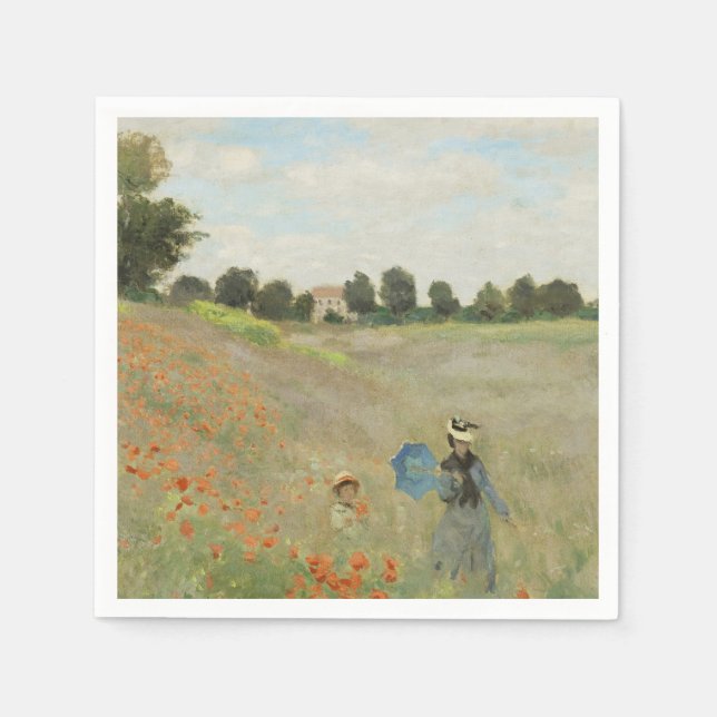 Claude Monet Vallmo fältet nära Argenteuil Konst Pappersservett (Framsidan)