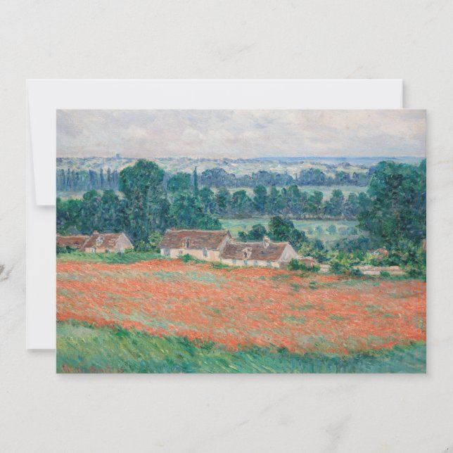 Claude Monet - Vallmoåkern, Giverny Tack Kort (Framsida)