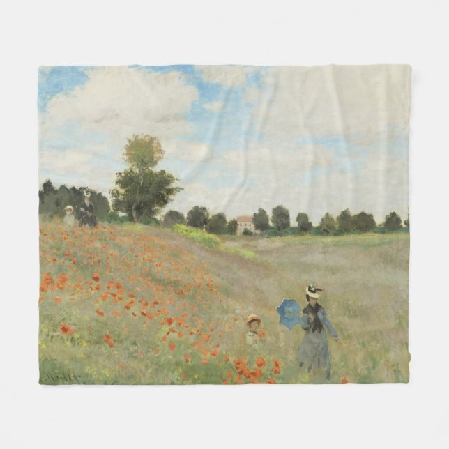 Claude Monet Vallmoåkern nära Argenteuil Konst Fleecefilt (Framsidan (Horisontell))