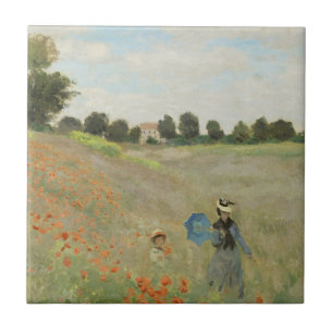 Claude Monet Vallmoåkern nära Argenteuil Konst Kakelplatta